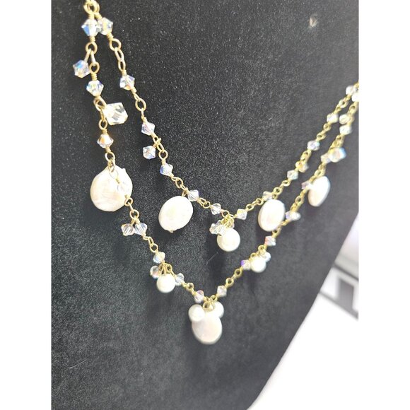 **Sale** DOL 2 strand cut AB crystals and pearl necklace - Picture 7 of 11